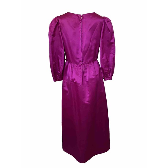 Victoria Royal Ltd Gown Maxi Dress Satin V neck Balloon Sleeve Fuchsia B… - Picture 3 of 9